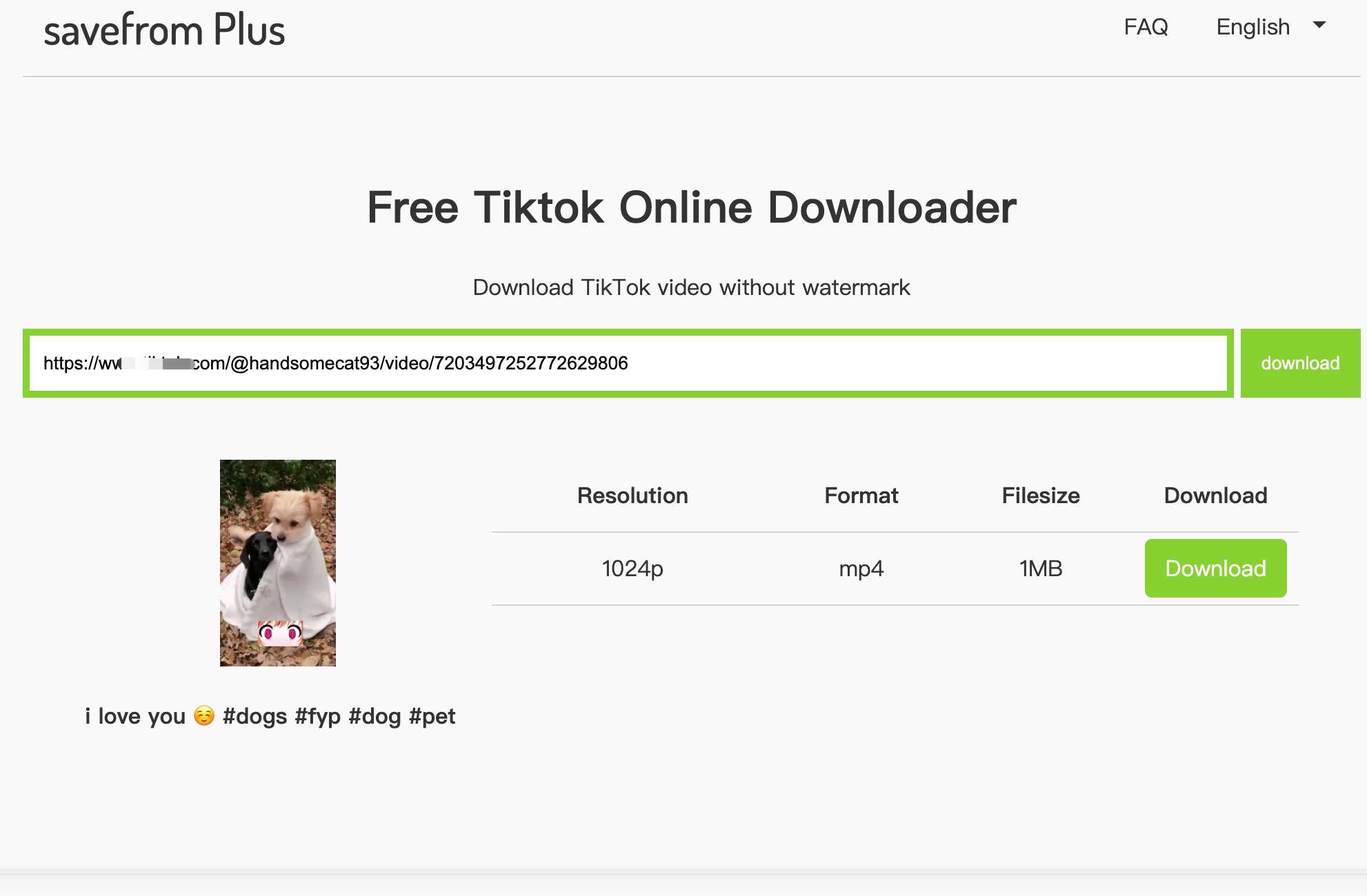 how to use savefrom plus download tiktok videos step 2